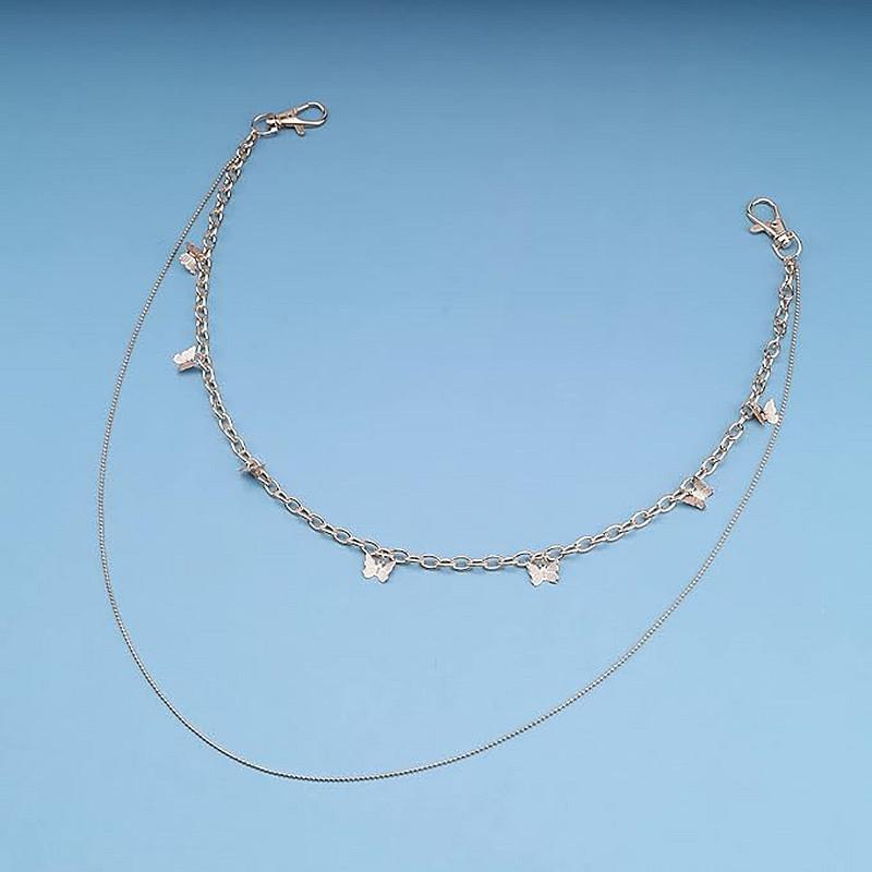 European and American fashion trendy cool metal trouser chain accessories, simple hip-hop style stacked wearing personalized butterfly