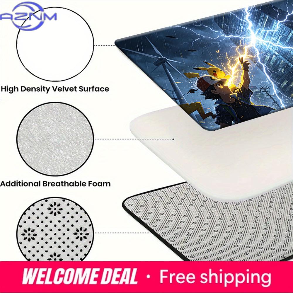 Ash Ketchum and Pikachu City Lightning Print Non-Slip Doormat Soft Floor Mat