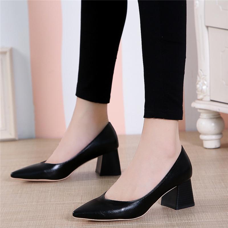 Women's Shoes 20 New Autumn Pointed Toe Foot Shoes Women's Thick Heel Shallow Mouth Sexy High Heels Professional Shoes