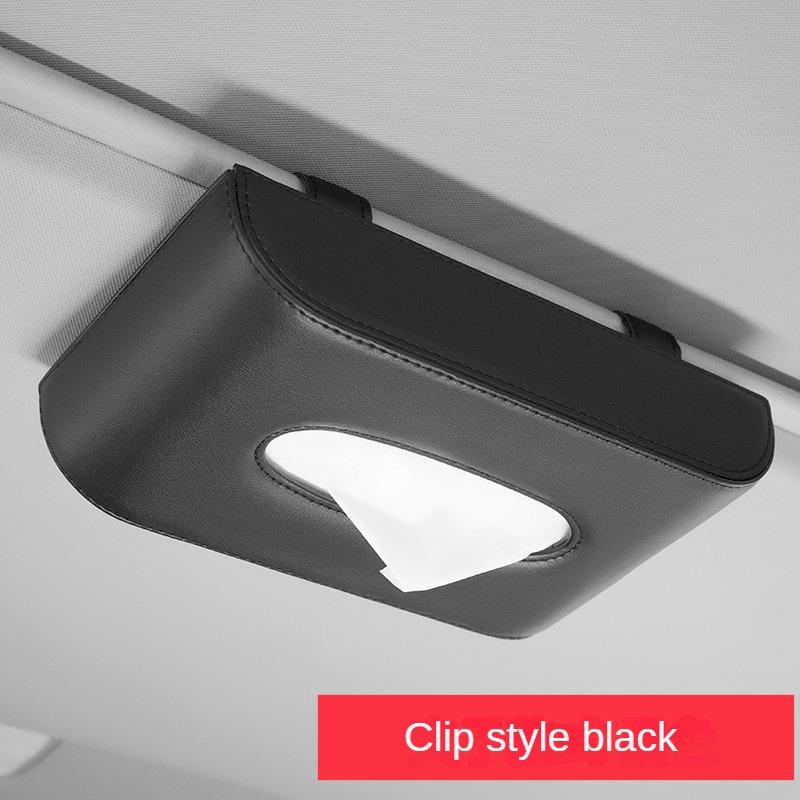 Car Tissue Box Multifunctional Creative Car Armrest Box Napkin Box PU Solid Color Hanging Car Tissue Holder Car Decoration