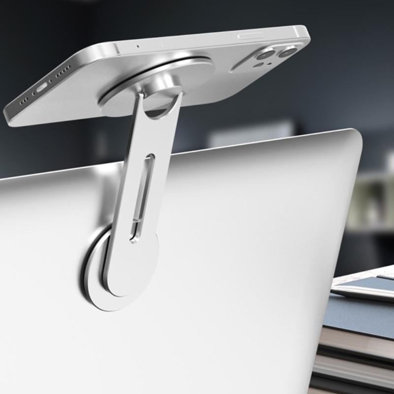 Adjustable Laptop Aluminum Alloy Magnetic Phone Holder Rack 360 Degree Rotating for Car Use Supports Various Smartphones