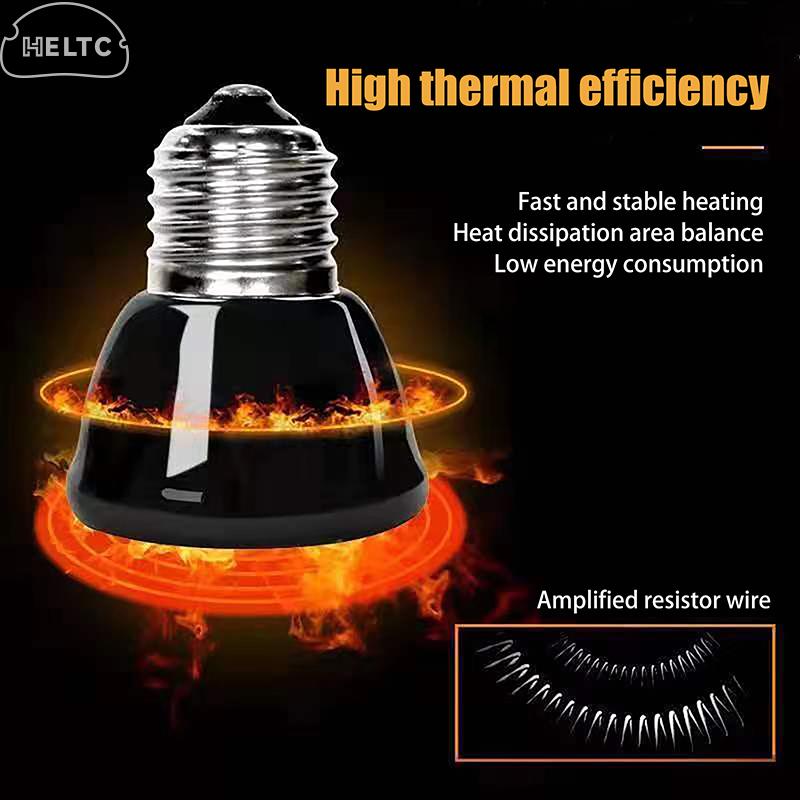 1ks 220-240V Lampa s dalekým infračerveným zářením Černá keramická E27 Žárovka pro vyhřívání domácích zvířat Líheň Kuřata Želva Ještěr Plazí světlo 20-80W
