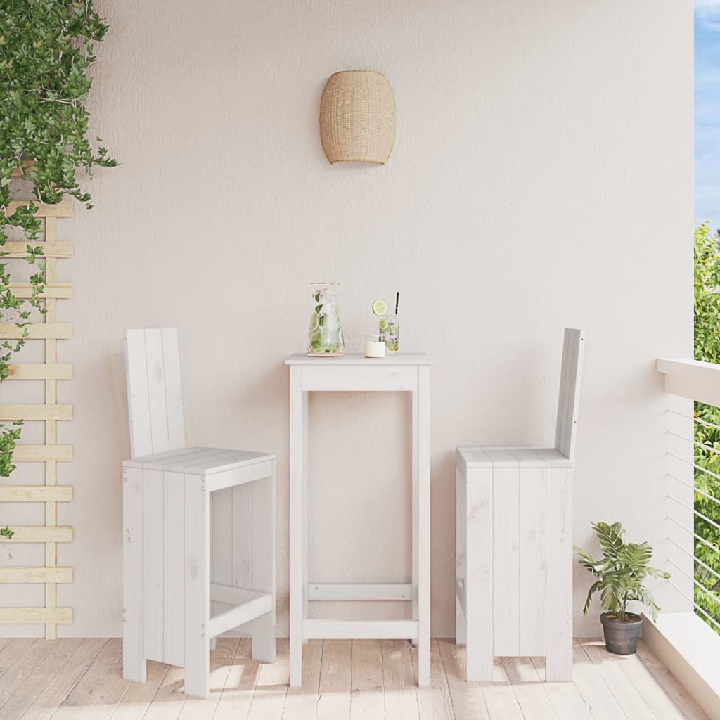 Bar Stool Set 2 pcs White 40 x 42 x 120 cm Solid Pine Wood