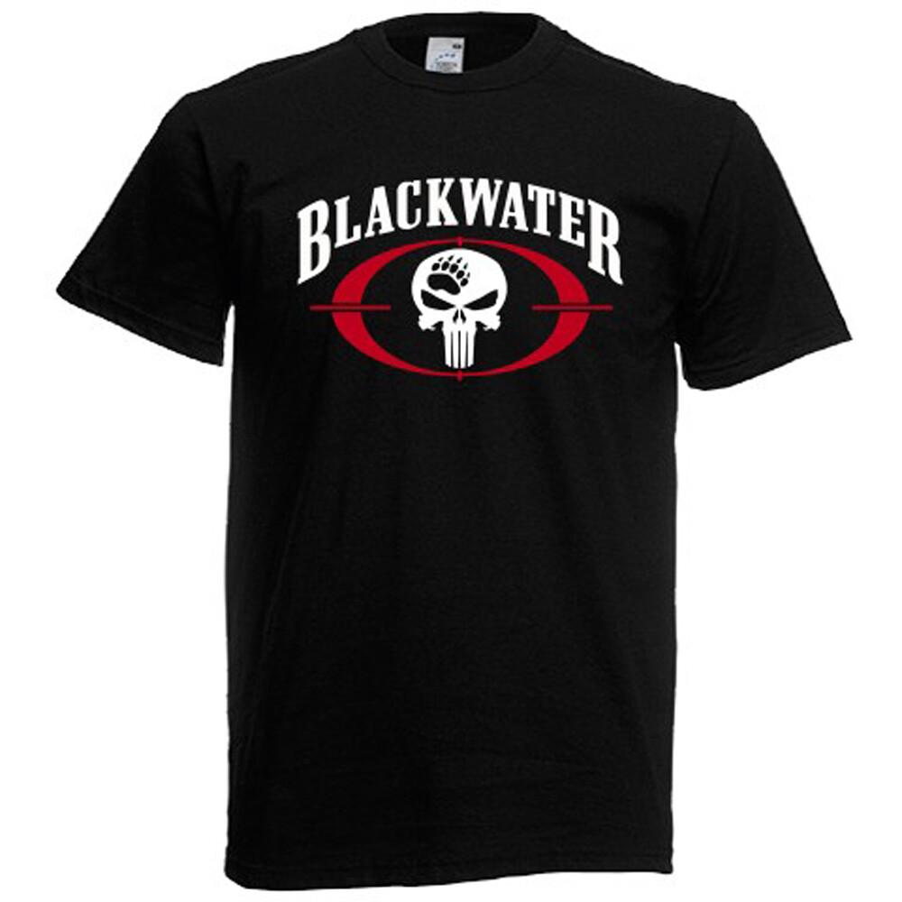 Blackwater Skull Logo Security Military Mens Black T-Shirt L