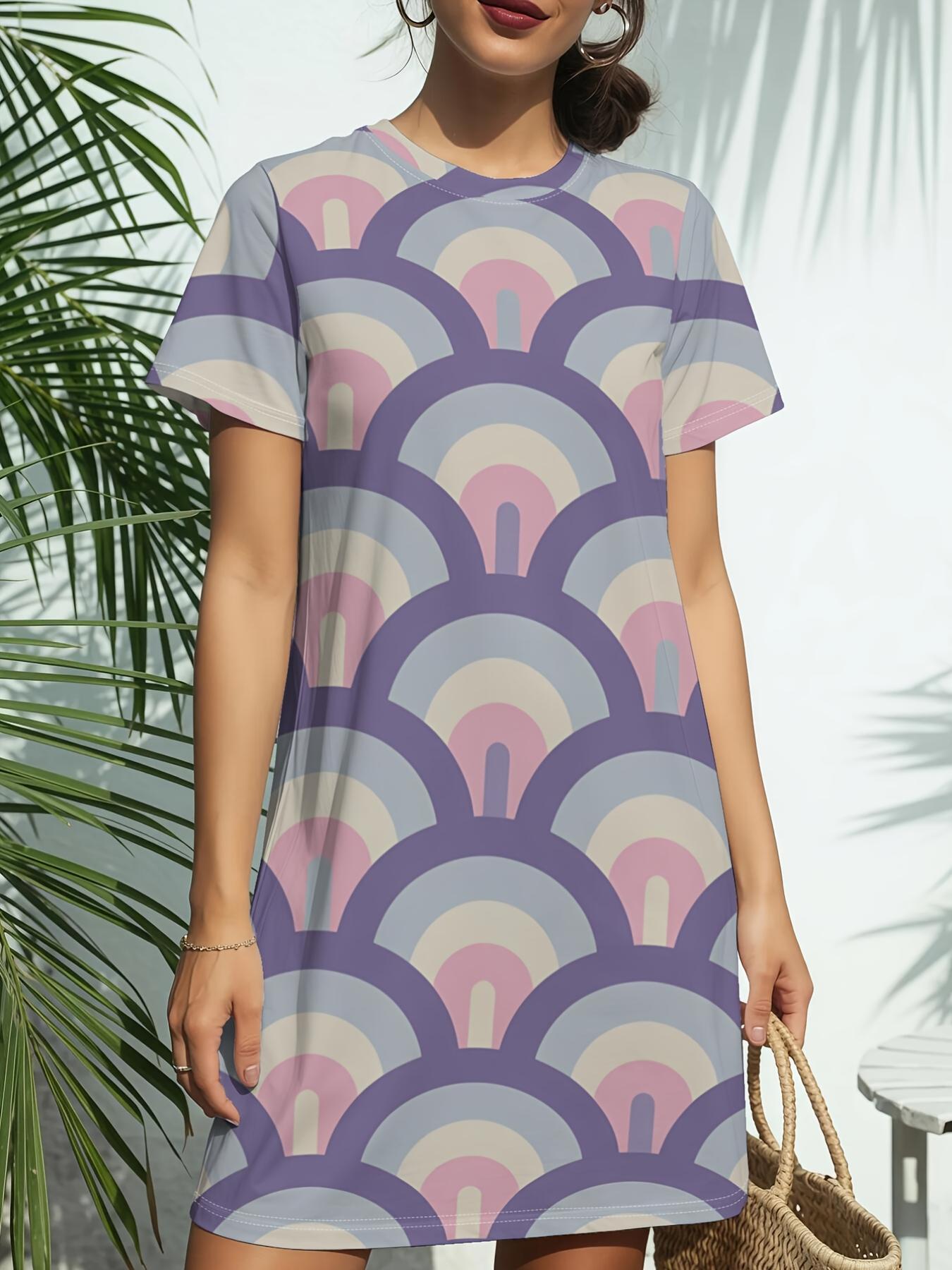 

The Purple Mermaid Scale Women S New Round Neck Short Sleeve Dress T-Shirt Features American Fashion Trends with Digital Prints. Perfect for Casual Sp XS дубильная кора