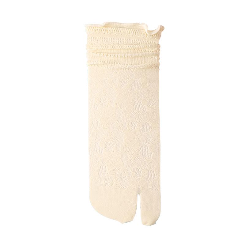 Women's Lace Mid-Calf Slouch Toe Socks: Two-Toe & Five-Toe, Summer Thin Breathable Design