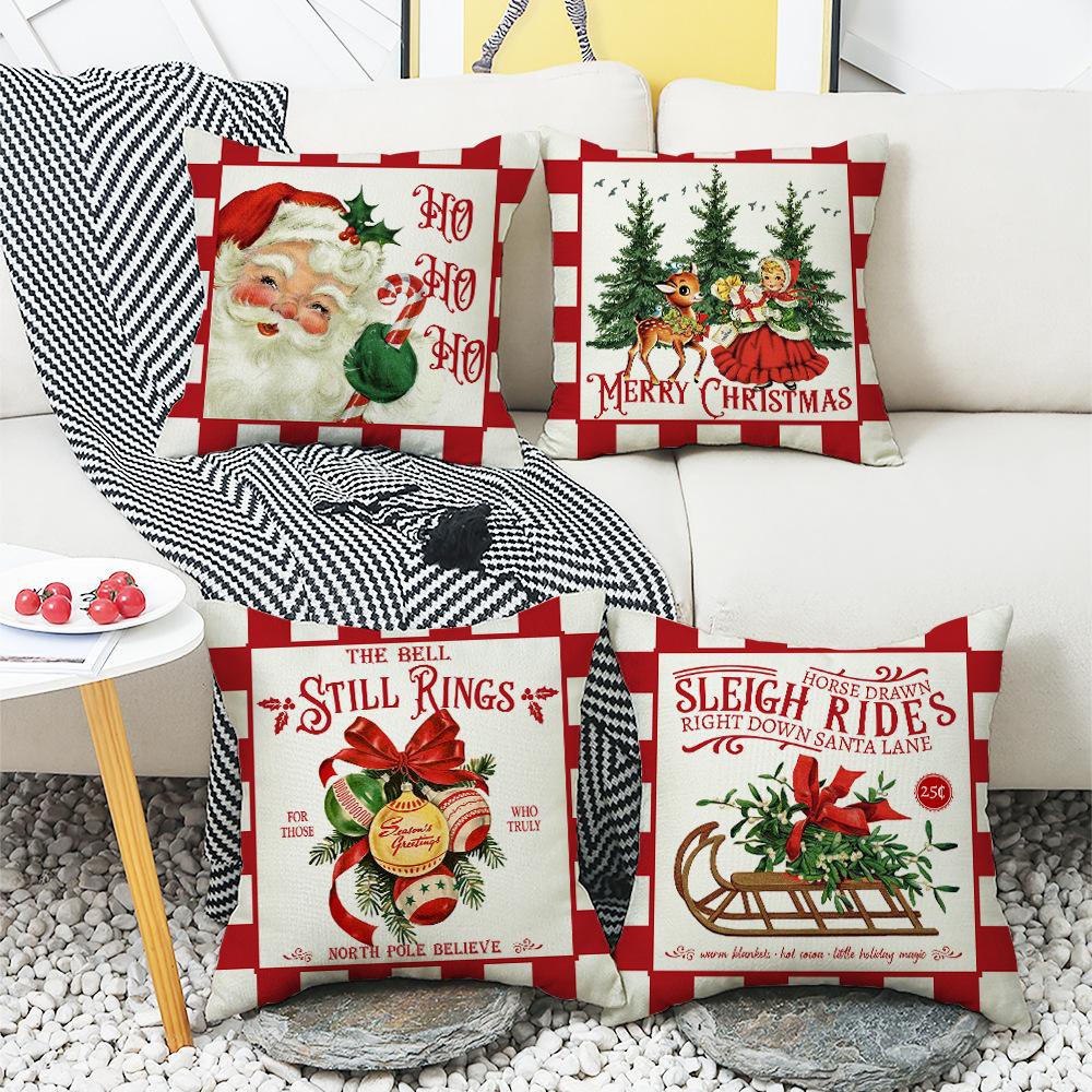 Red Santa Claus Warm Atmosphere Christmas Pillowcase Home Decoration Sofa Cushion Bedroom Pillowcase
