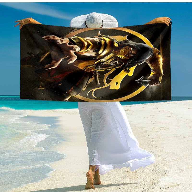 1pc Mortal Kombat4 Beach Towel, Comfortable and Thick, and Swimming/Bath/Picnic/Camping Towel, Suitable for Seaside Beaches