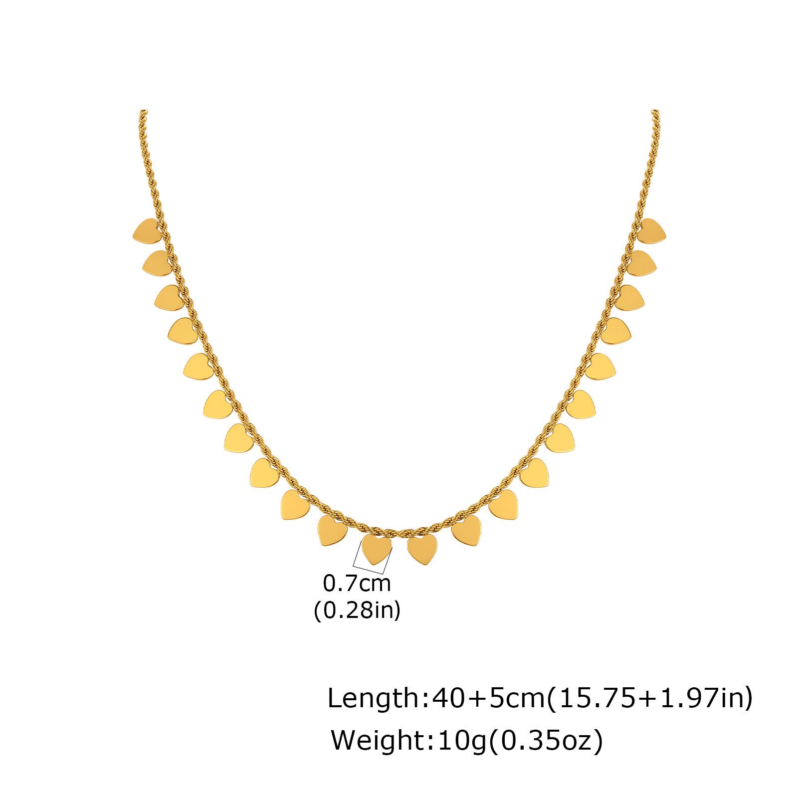 Wind Heart Geometric Square Stainless Steel Button Chain Necklace Plated 18K Gold, Jewelry Nc-2581