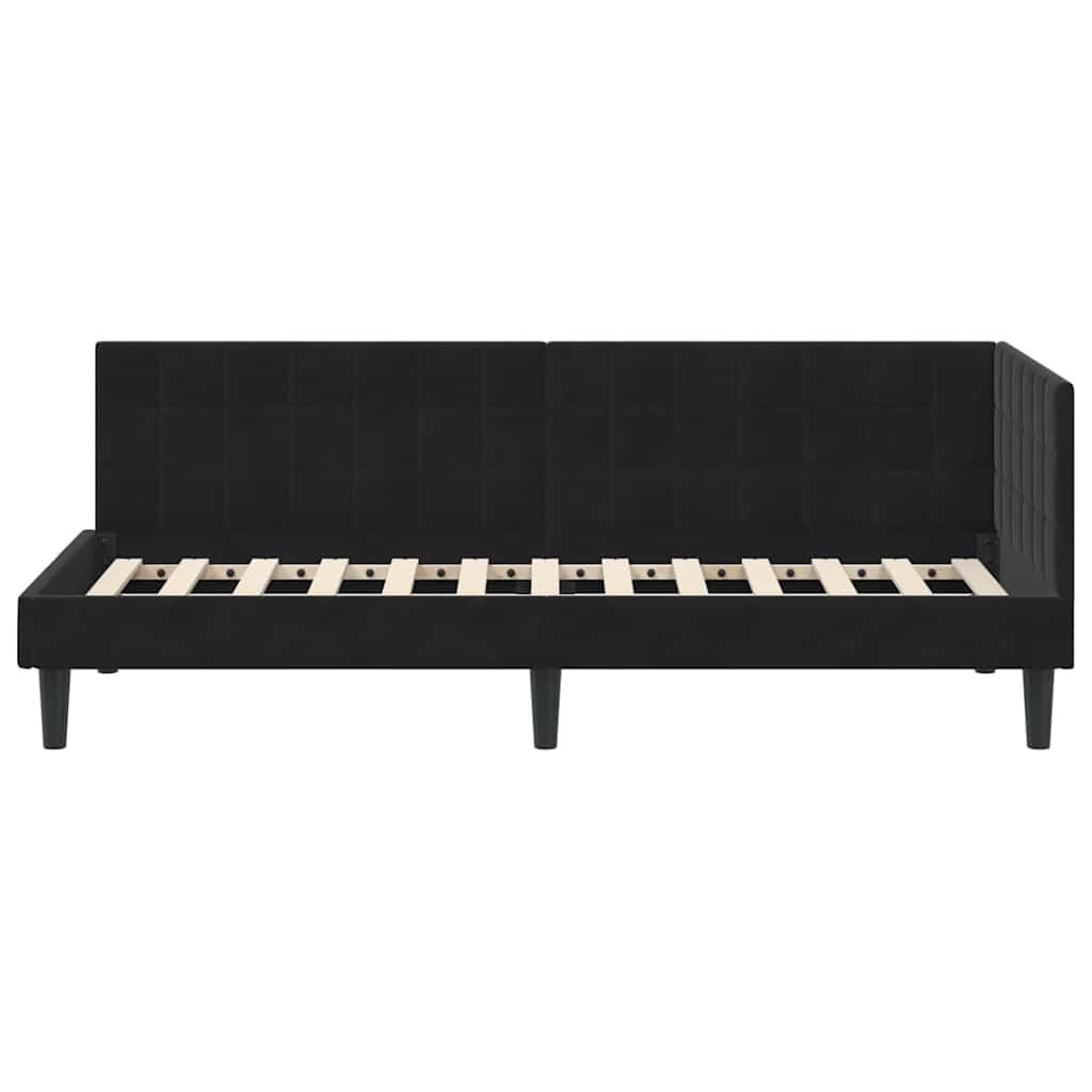 L Shaped Bed Frame with Headboard Black 80 Cm X 200 Cm Velvet