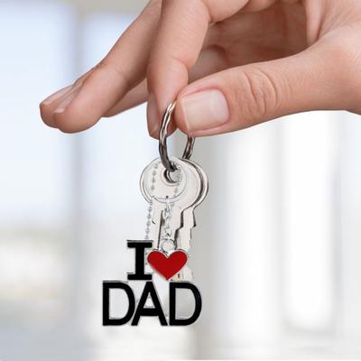 Car Bag Pendant Keychain Love Mom Dad Letter Charm Double-Sided Engraved Design Symbolic Parent-child Bond Keyring