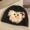 Trendy Dog Knitted Plush Winter Hat For Women Soft And Warm Accessory Fashionable