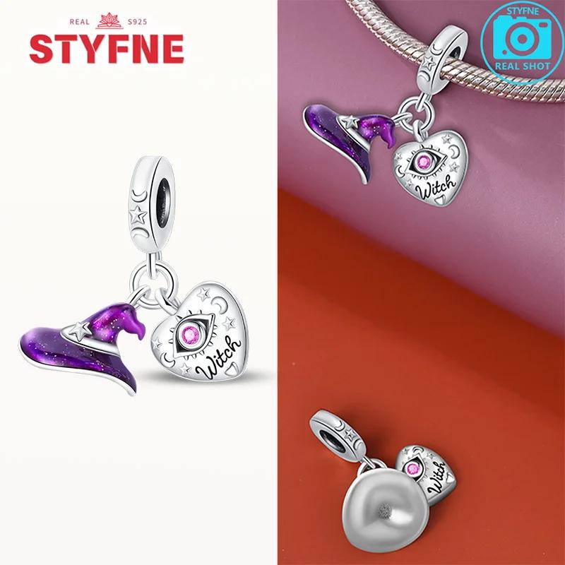 Copperpurple Flying Witch Hat & Magic Book Charms Beads Fits Original Bracelet Diy Halloween Charm For Women Gifts