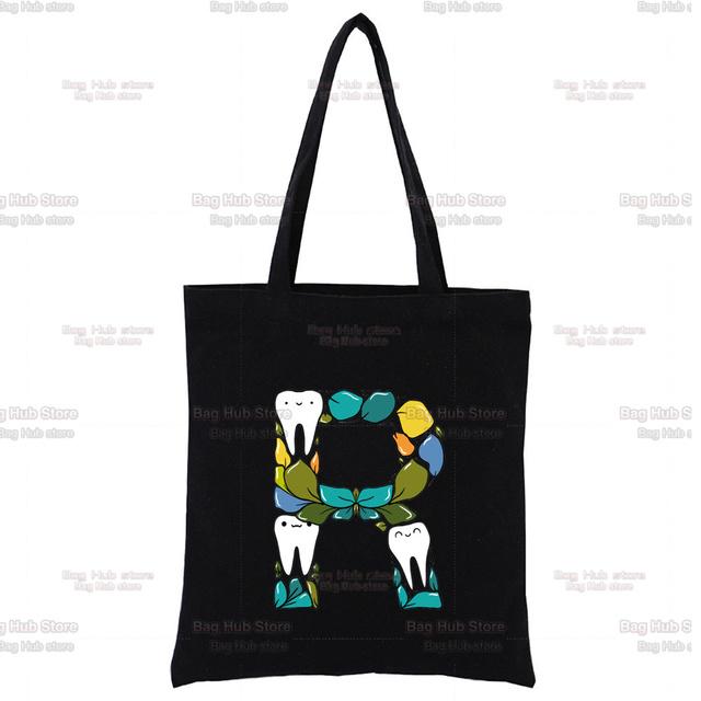 TOOTH 26 Letter Alphabet Printing Canvas Bag Shopper Bag Harajuku Style Women Bags Shoulder Bag Handbag