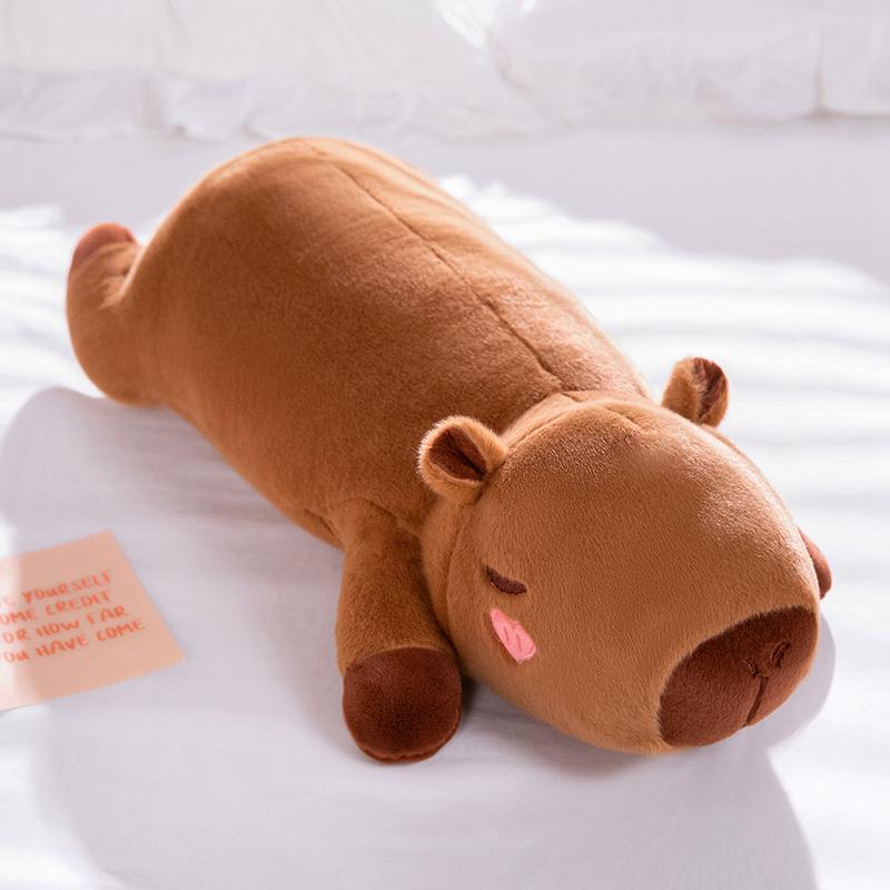 60cm-100cm Cartoon Giant Strip Capybara Plush Doll Pillow Lying Brown Orange Wings Creative Capybara Plush Toy Home Decor