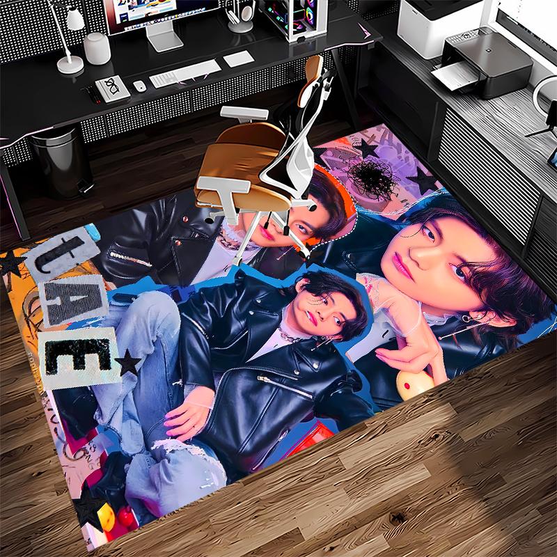 1pc Jin singer2 Print Area Rug - Soft, Washable Non-Slip Indoor Mat for Office Chairs, Living Room, Home Office Decorative Rug