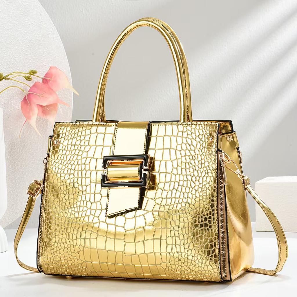 Neues Design Steinmuster Mode Handtasche Helles Leder Reißverschluss Erstellen Sie Handtasche mit Schultertaschen-Stil Damen-Tasche