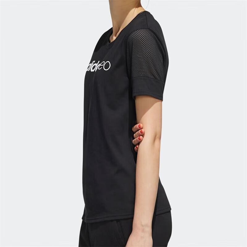 Adidas Neo Floral Print Round Neck Short Sleeve T-Shirt Women Tops Black EI4852