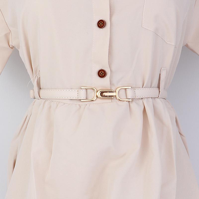 Pu Leather Minimalist Waist Belt With Metal Buckle For Office And Dresses Casual