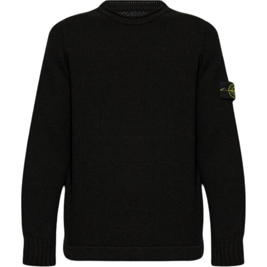 STONE ISLAND Lambs Wool Crewneck Black Men Tops 8115568A3-V0029