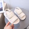 Kids Sandals Korean Style Fashion Girls Princess Shoes for Summer 2025 New Children Beach Shoes Soild Color Soft Sole Weave