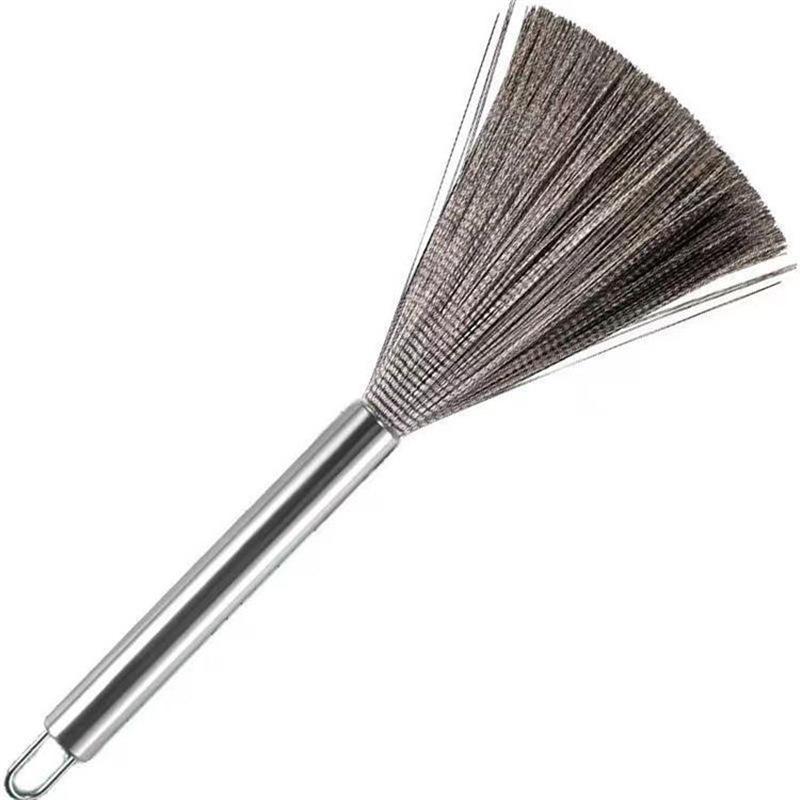 Stainless Steel Long Handle Pot Scrubber - Easy Clean Kitchen Brush for Oil and Dirt
