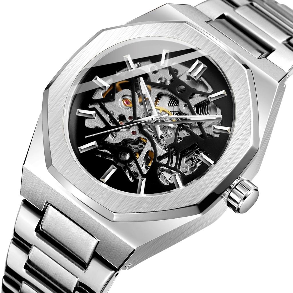 Forsining Fusini 344 Style Men'S Fashion Casual Hollow Mechanical, Automatic Mechanical Watch