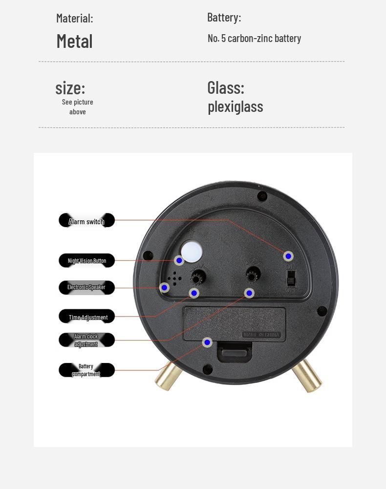 Nordic 4.5-Inch Silent Alarm Clock: Fashionable, Luminous, Light Luxury Desk Clock