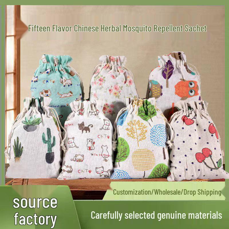 Herbal Mosquito Repellent Sachet for Wardrobe and Car – Portable Cotton Linen Aromatherapy Bag