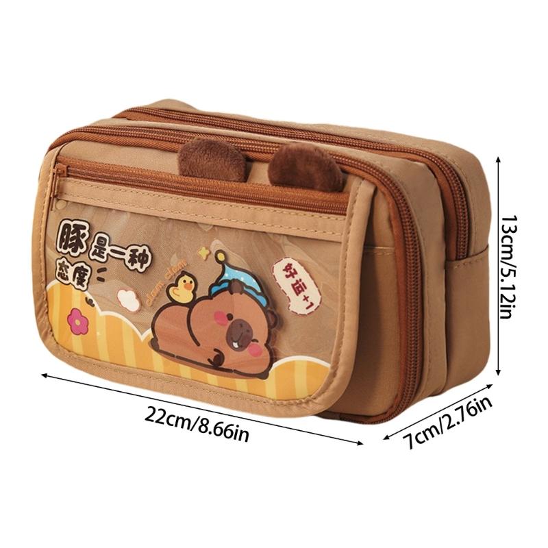 Pencil Case Cartoon Capybara Pen Bag Large Capacity Pencil Pouch Lovely Pencil Bag School Office Supplies for Student