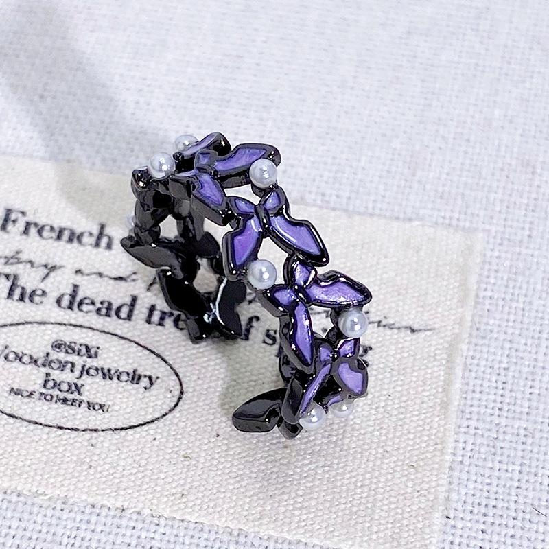 Exquisite Fairy Sweet Enamel Oil Butterfly Series Open Ring Stacked With Female French Light Luxury High-End Ring