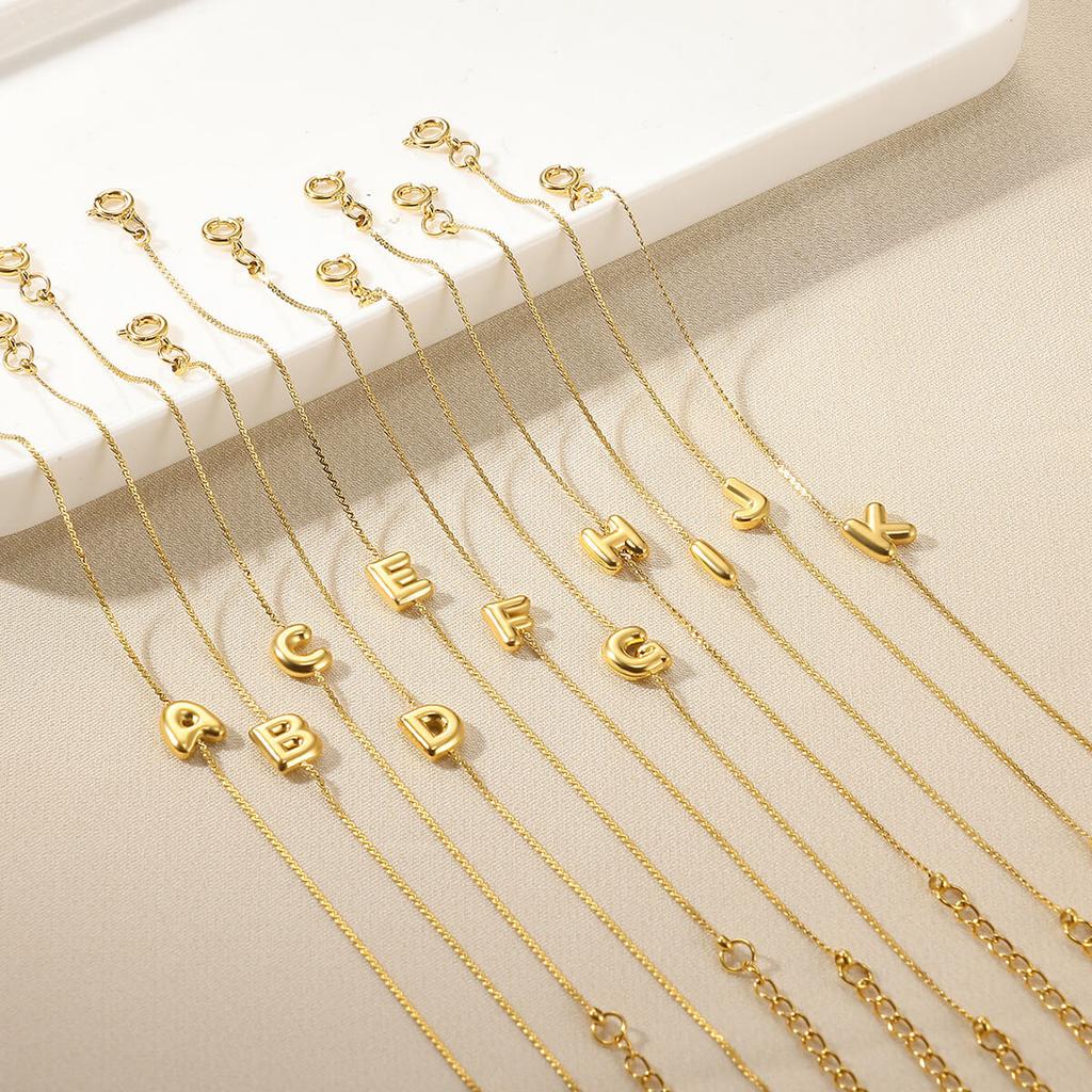 Mini Cute 3D Initials Bubble Letter Chain Bracelet For Women New Gold Color Stainless Steel Waterproof Elegant Christmas Jewelry