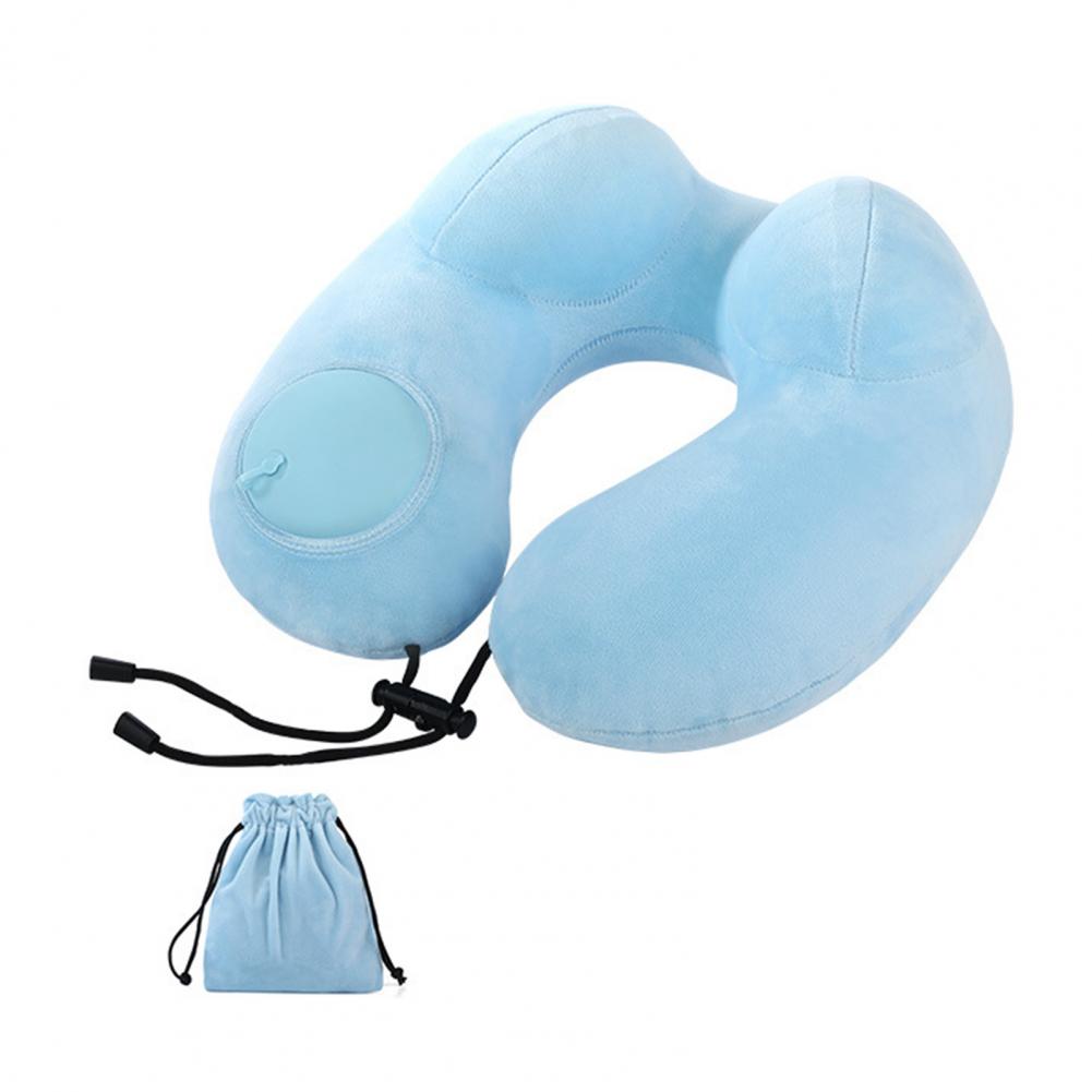 U-shaped Pillow Inflatable Neck Protection Pillow Outdoor Travel Airplane Pillow Office Nap Pillows Elastic Neck Support