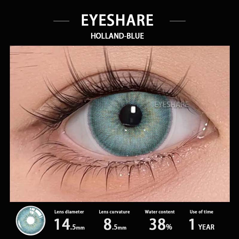 EYESHAER Farbige Kontaktlinsen, Hellblaue Brillenlinsen, Dunkelbraune Linsen in natürlicher Farbe, Hellblaue Modelinsen, 1 Paar