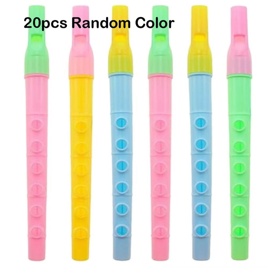 20 Pcs Mini Fun Kids Party Favor Colorful Flute Musical Instrument Toys Birthday Gift Souvenir Piñata Boys Girls Carnival Prizes