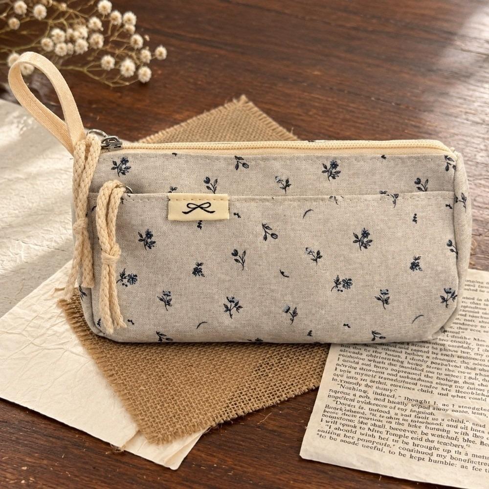 Handheld Pencil Pouch Flower Pen Bag Durable Stationery Storage Bag  Gift