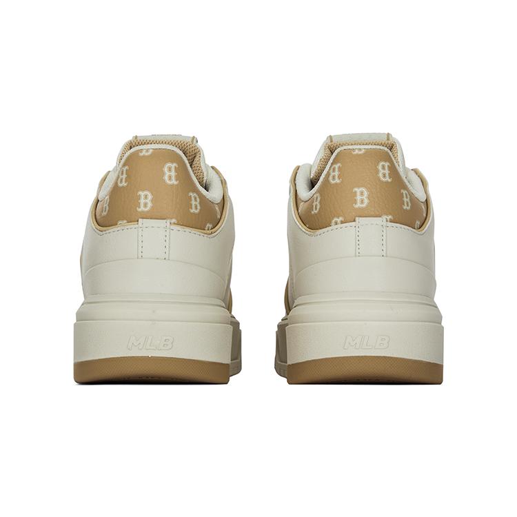 New MLB Chunky Liner Mid Top Skateboard Shoes Unisex Beige Yellow 3ASXLMC4N-43BGS