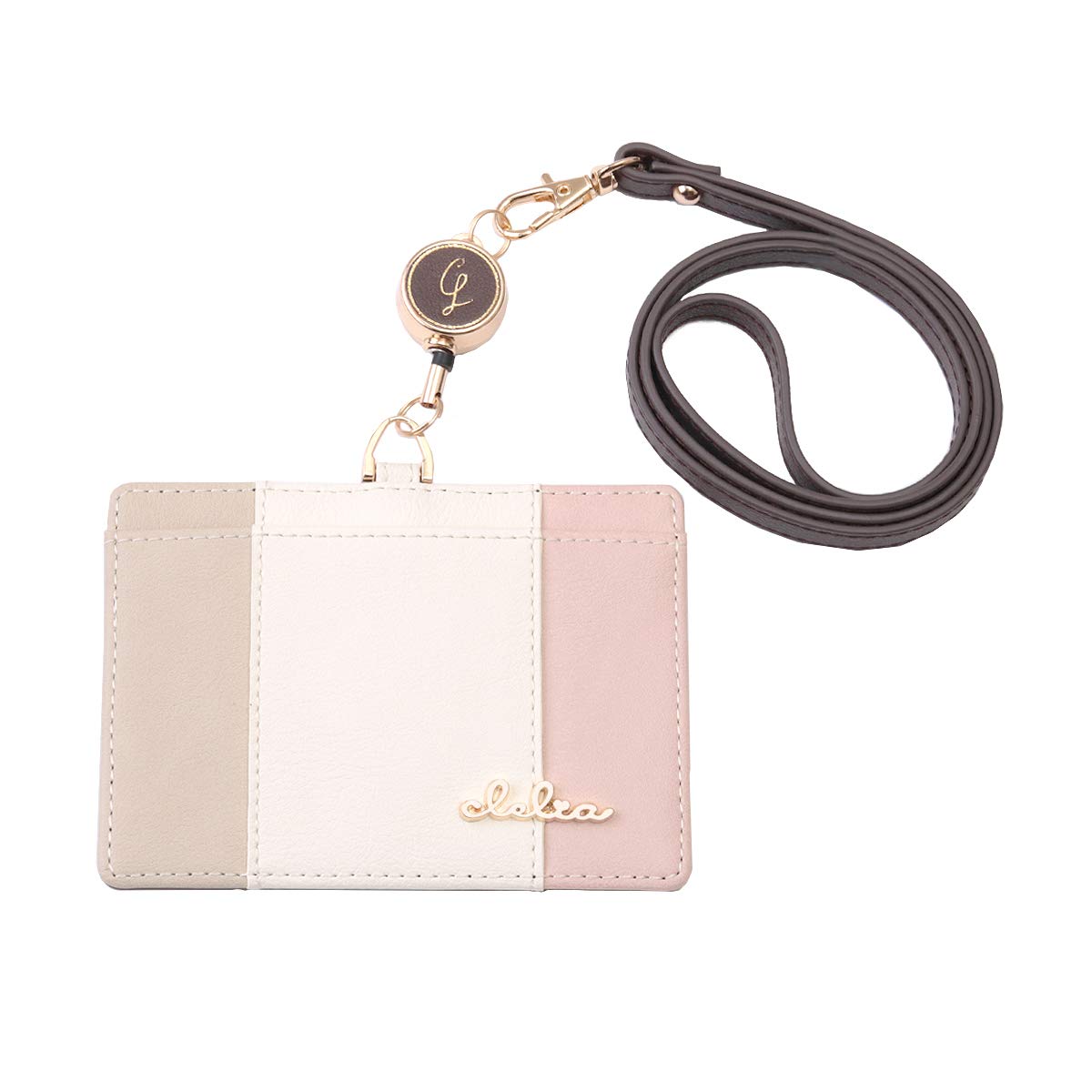 

Clelia Women s Pass Case with Reel and Neck Strap, ID Card Holder for Employee ID Cards, Riberte Series [CL-11731] (Sakura)