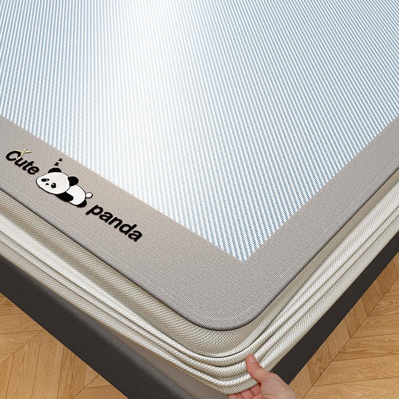 Machine Washable 3-Piece Ice Silk Cooling Mat Set with 2 Pillowcases, Breathable Summer Bed Sheet for Home Dorm, Soft Fitted Sheet