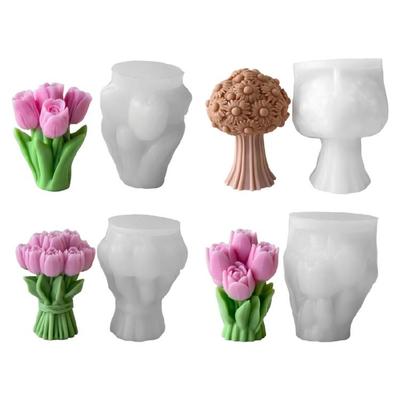 Blumenform Silikonform Kreative Kerzenform Silikonstruktur Bastelformen für Kerzenherstellung und Festivalgeschenk