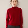 Women's Heavyweight Cashmere Half-High Collar Knit Sweater with Saddle Shoulders
