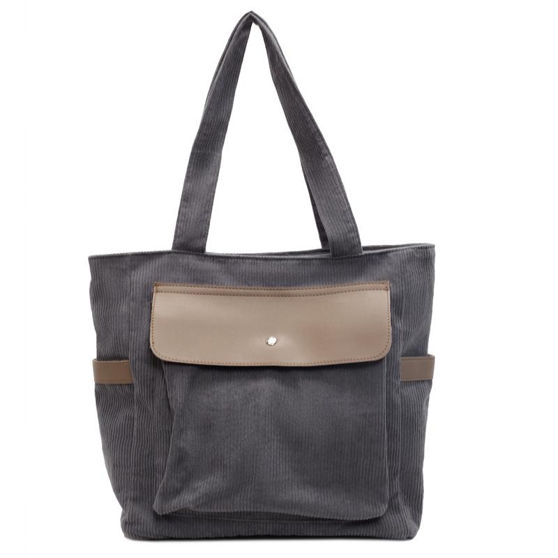 Large capacity retro shoulder bag women's strip velvet messenger bag female student simple literary corduroy bag women's tote bag