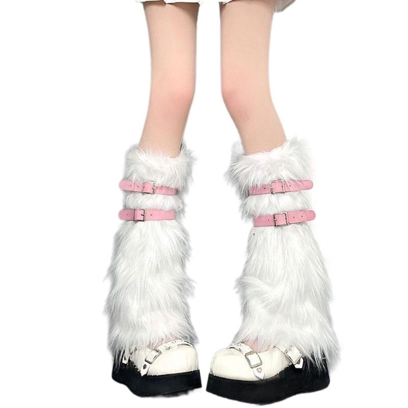 Womens Costume Buckle Faux Furs Warm Fuzzy Leg Warmers/Boot Sleeves/Boot Covers
