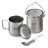 TOMSHOO Camp Titanium Pot Outdoor Mug Lid Coffee Cup Folding Handle Hiking Travel Backpacking Direct Fire Use