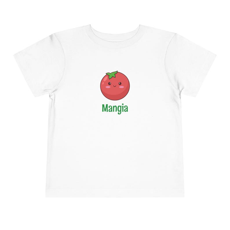 Mangia Tomato Funny Toddler T-shirt: Kids Clothing