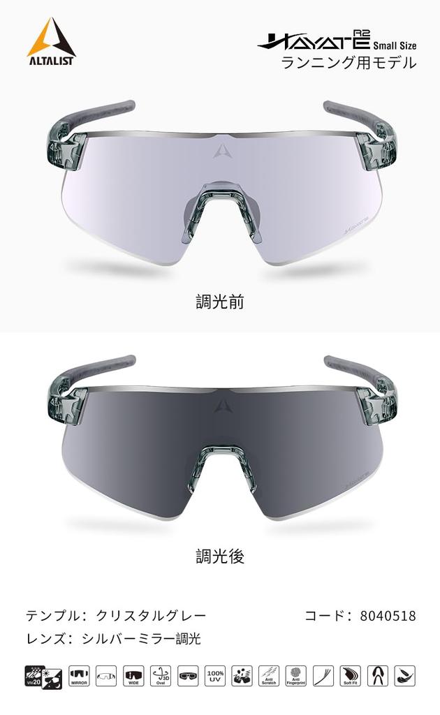 Altarist HAYATE R2 S R2 Photochromic Size S Smoke [ALTALIST] (Hayate S) Lenses, (Crystal Temple/Silver Lens)