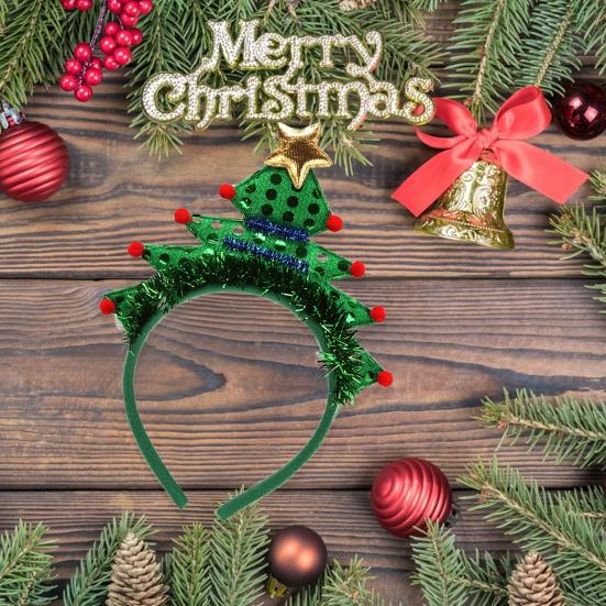 Headband with Sequins Christmas Tree Shape Performance Props Christmas Tree Hair Hoop Costume for Christmas