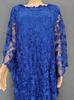Plus Size African Women's Loose Long Robe Dress with Water Soluble Lace & Short Sleeves