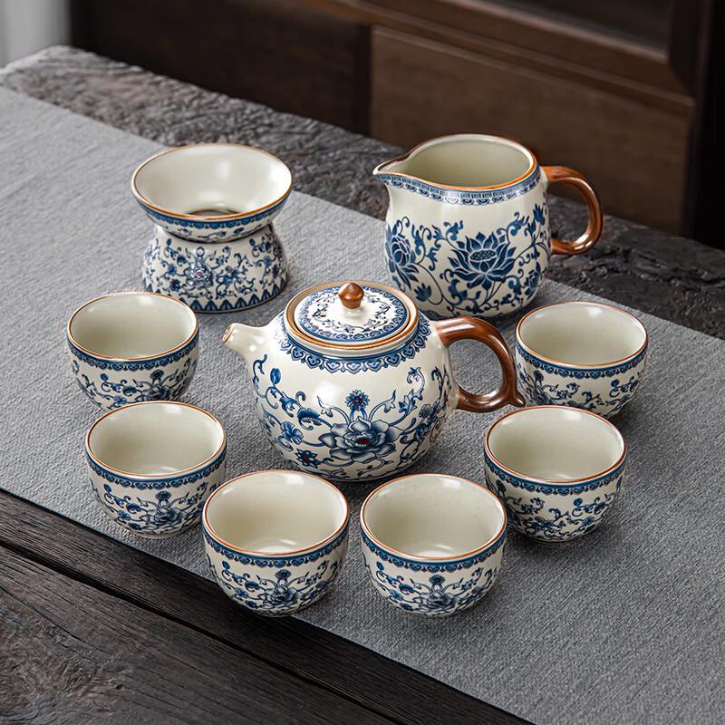 Lainuo Yellow Ru Kiln Blooming Flower 9-Piece Tea Set