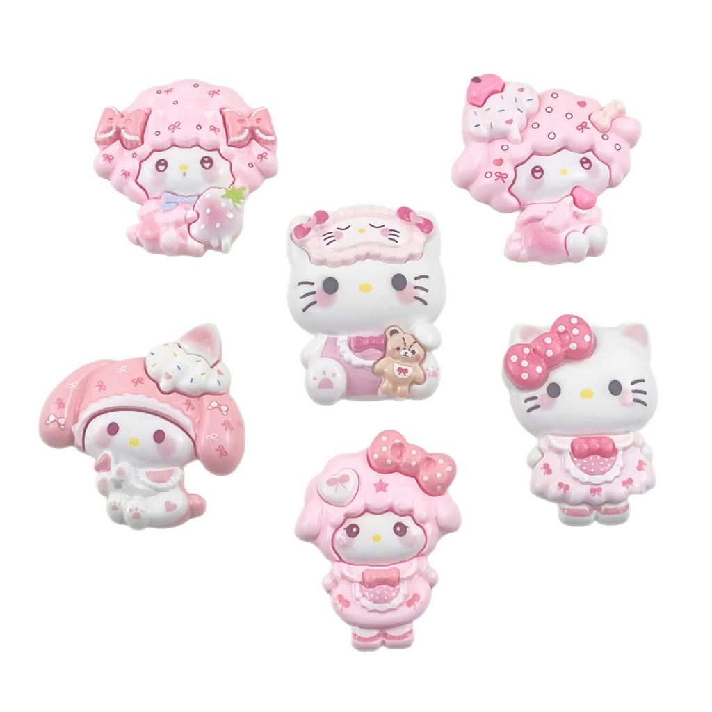 Cartoon Resin Accessories: Strawberry Melody Hair Clips, Keychains, Crocs Charms